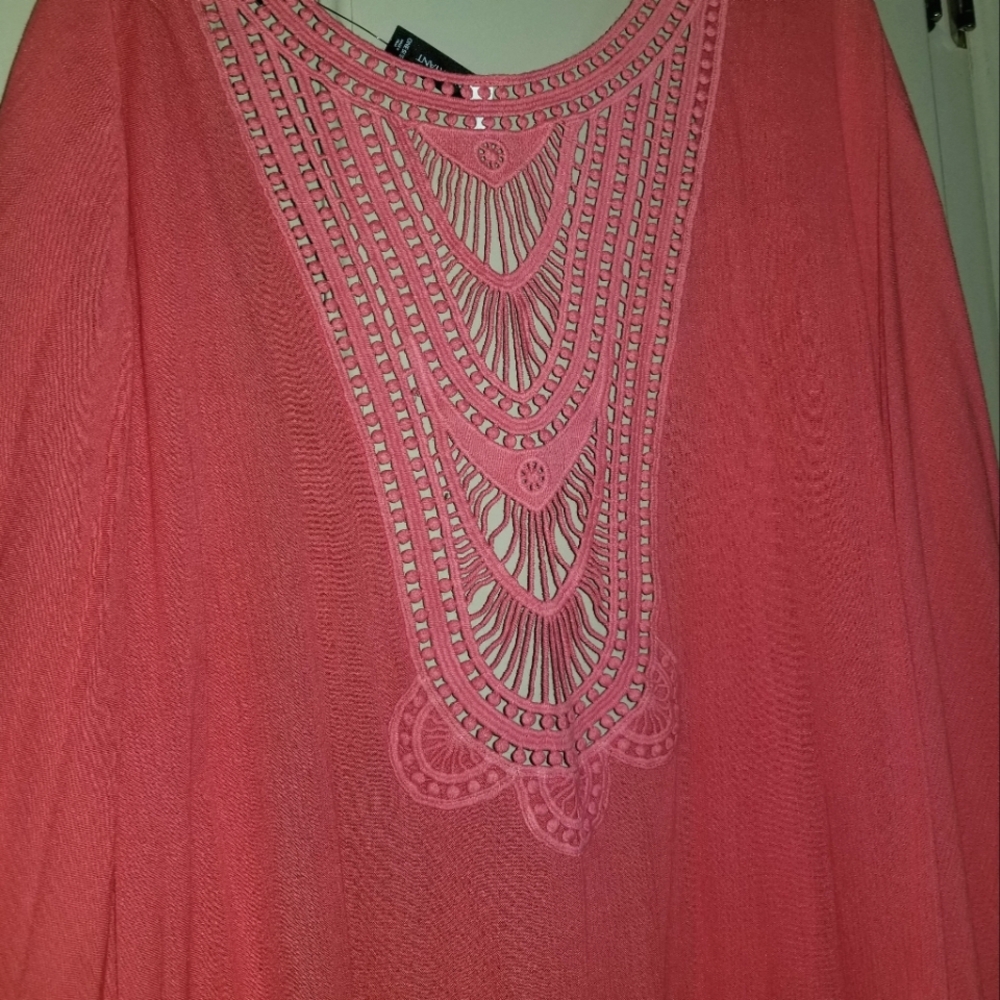 Boho Lane Bryant coral, crochet, summer cover-up. Plus size. NWT Womens - Picture 4 of 6